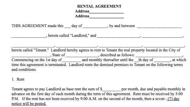 basic rental agreement in word