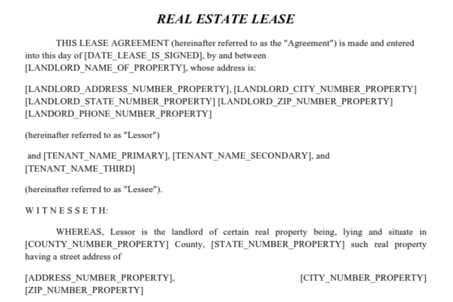 texas sample rental lease agreement